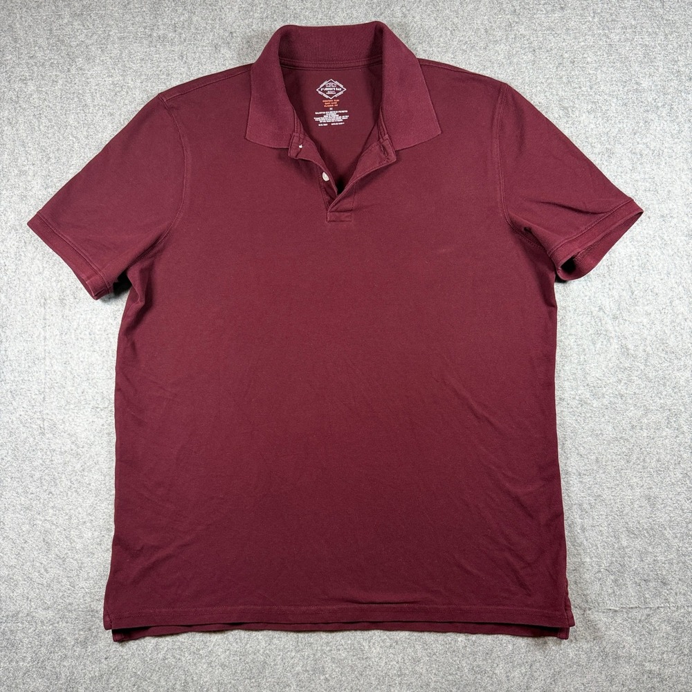 St Johns Bay Mens Comfort Flex Polo Shirt M Burgundy Red Short Sleeve Stretch